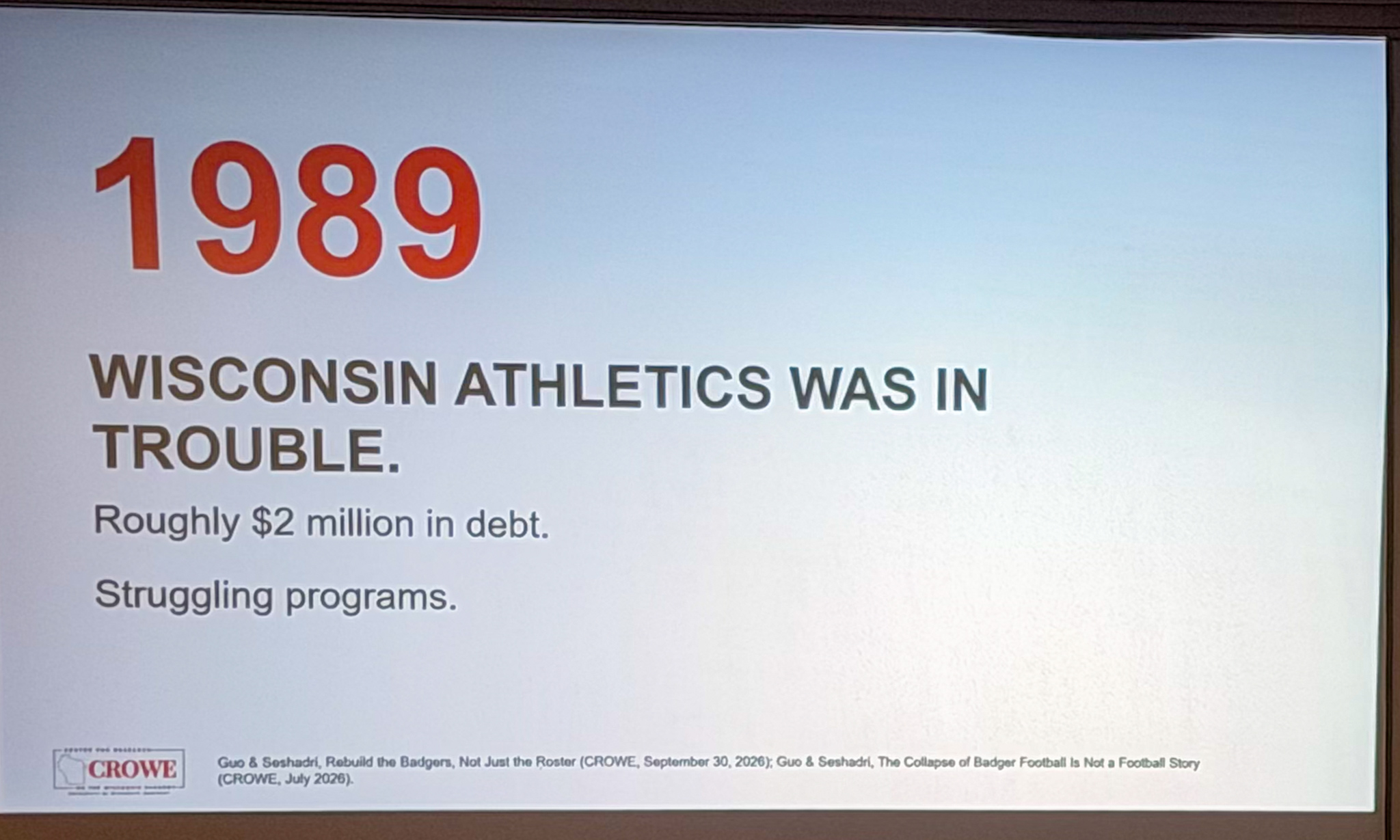 Slide photographed 5:00 into the talk