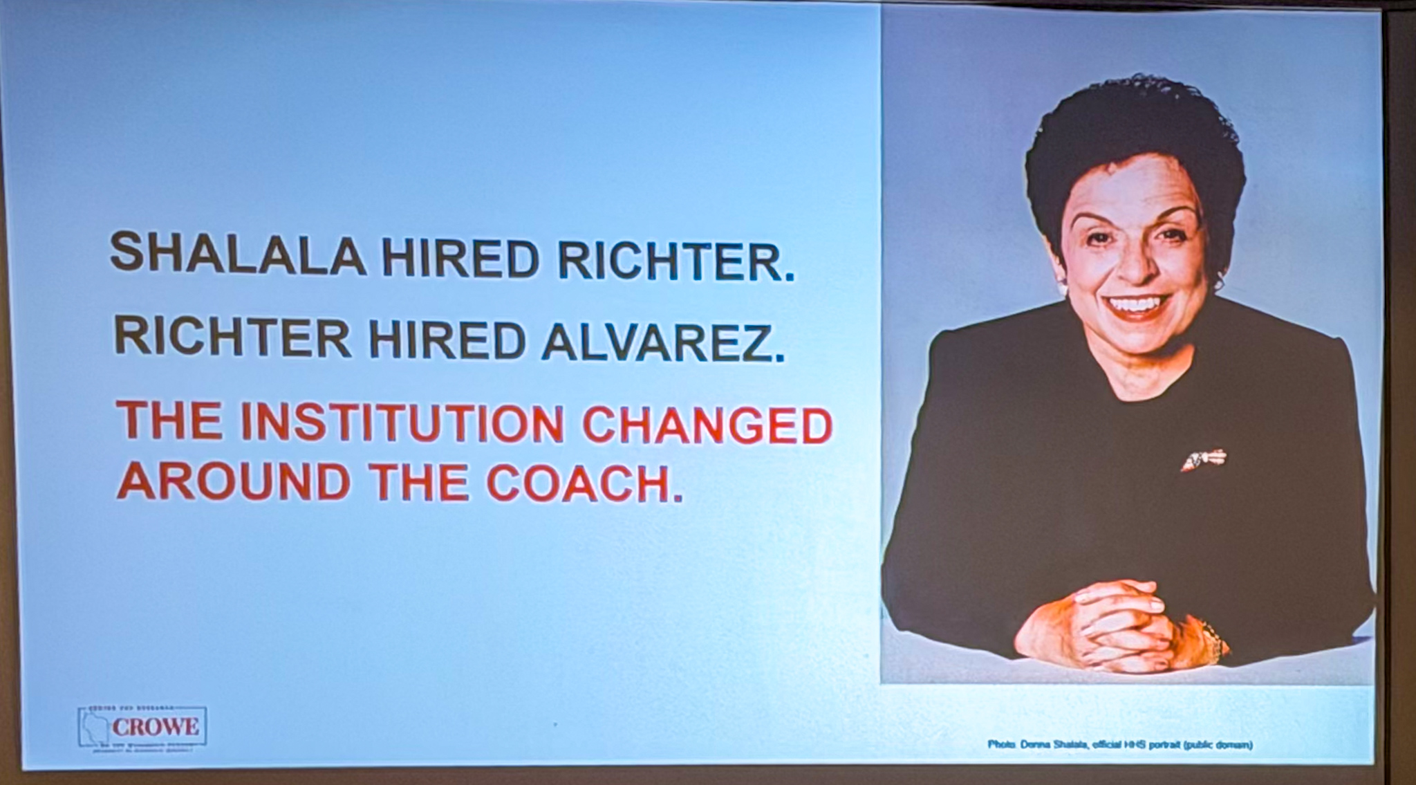 Slide photographed 5:00 into the talk