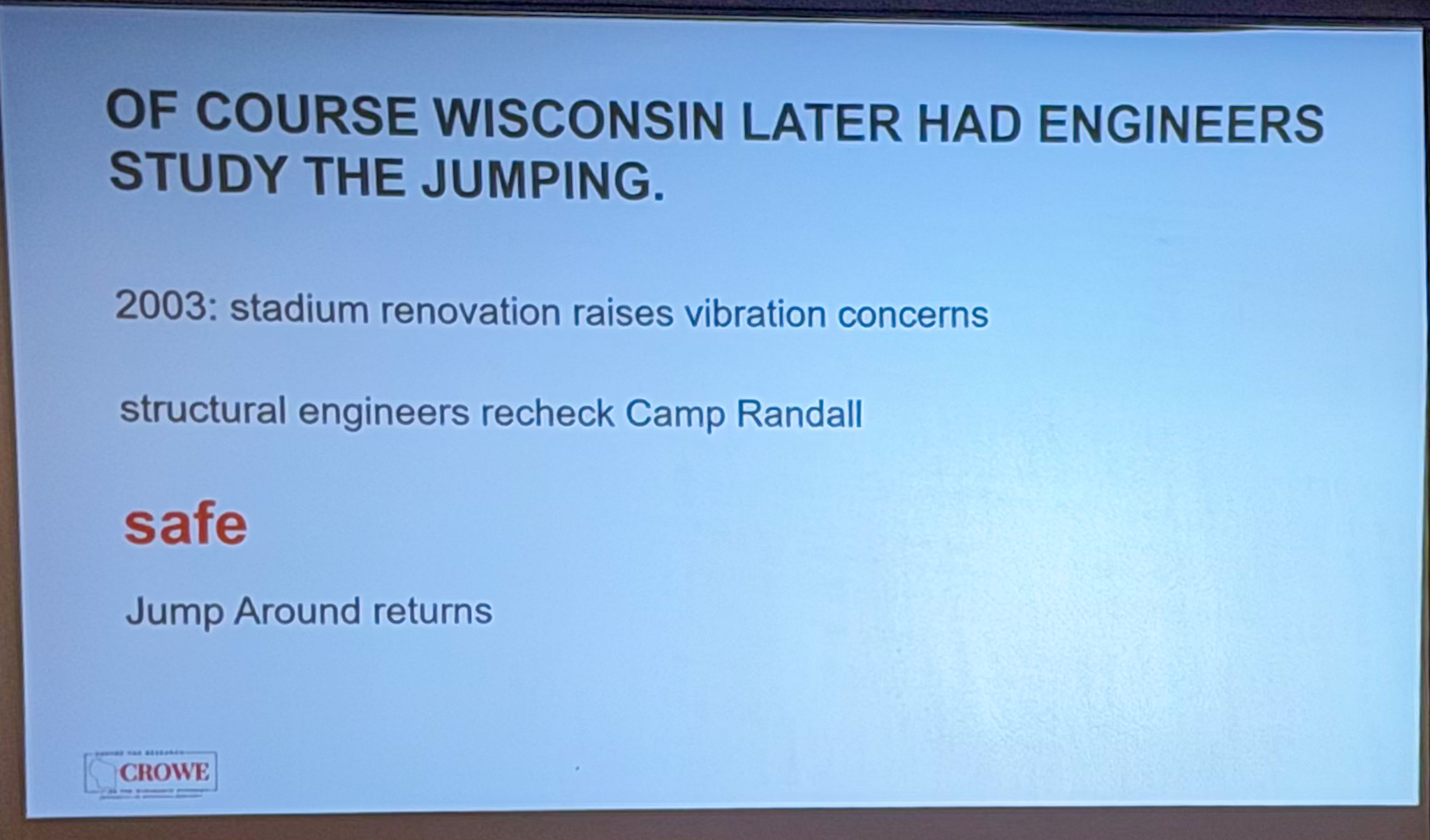 Slide photographed 5:00 into the talk