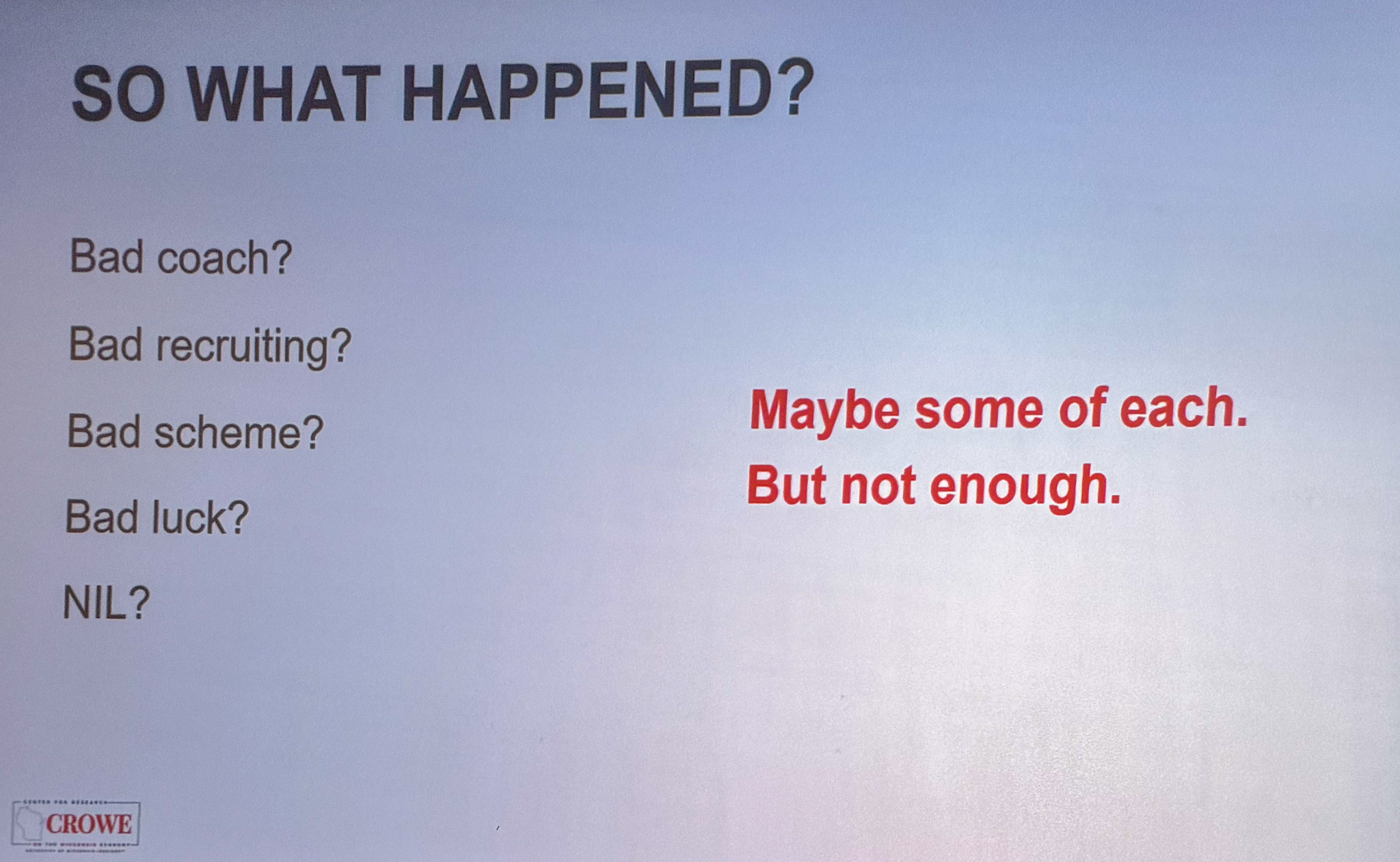 Slide photographed 7:00 into the talk