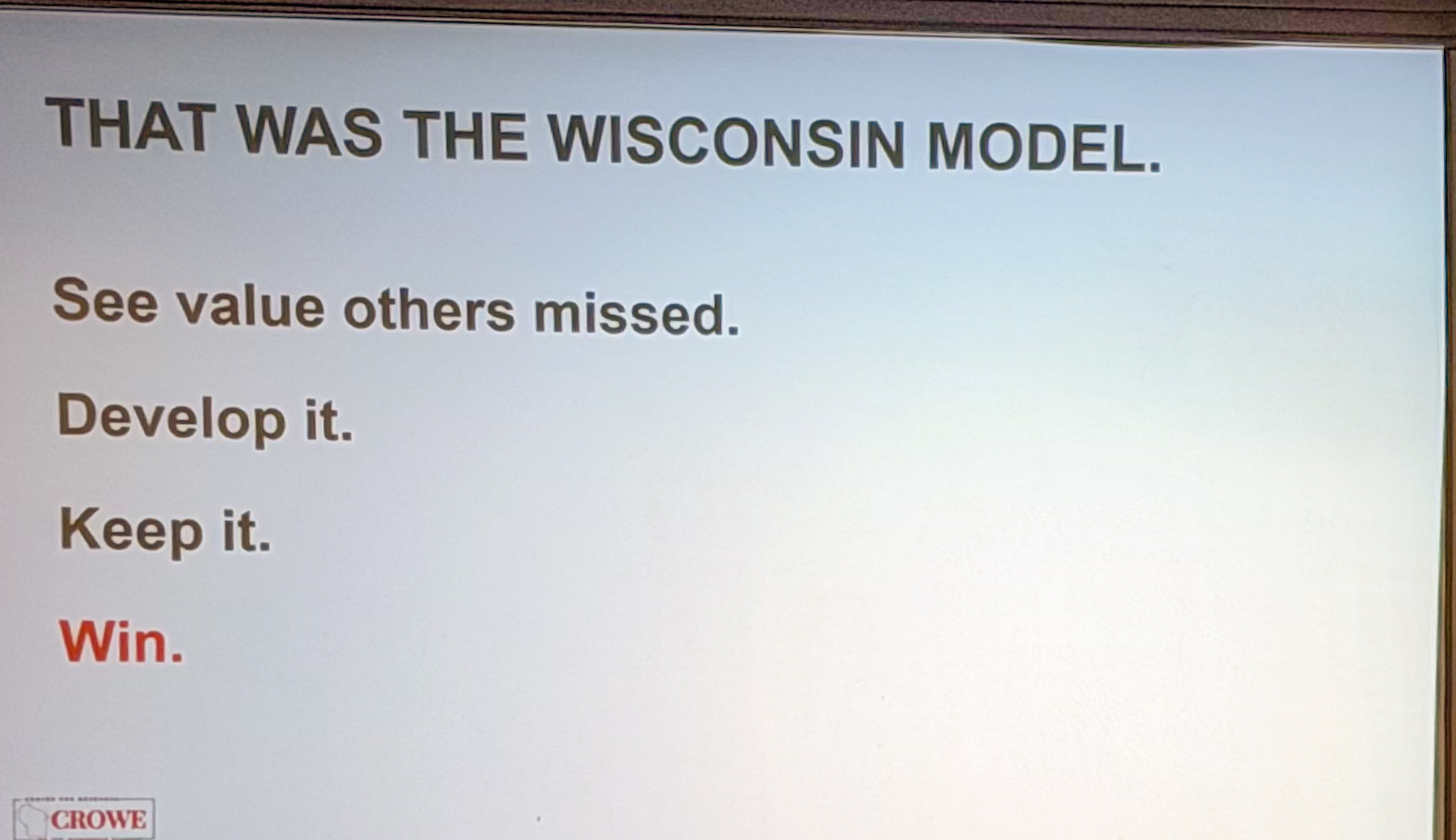 Slide photographed 7:00 into the talk