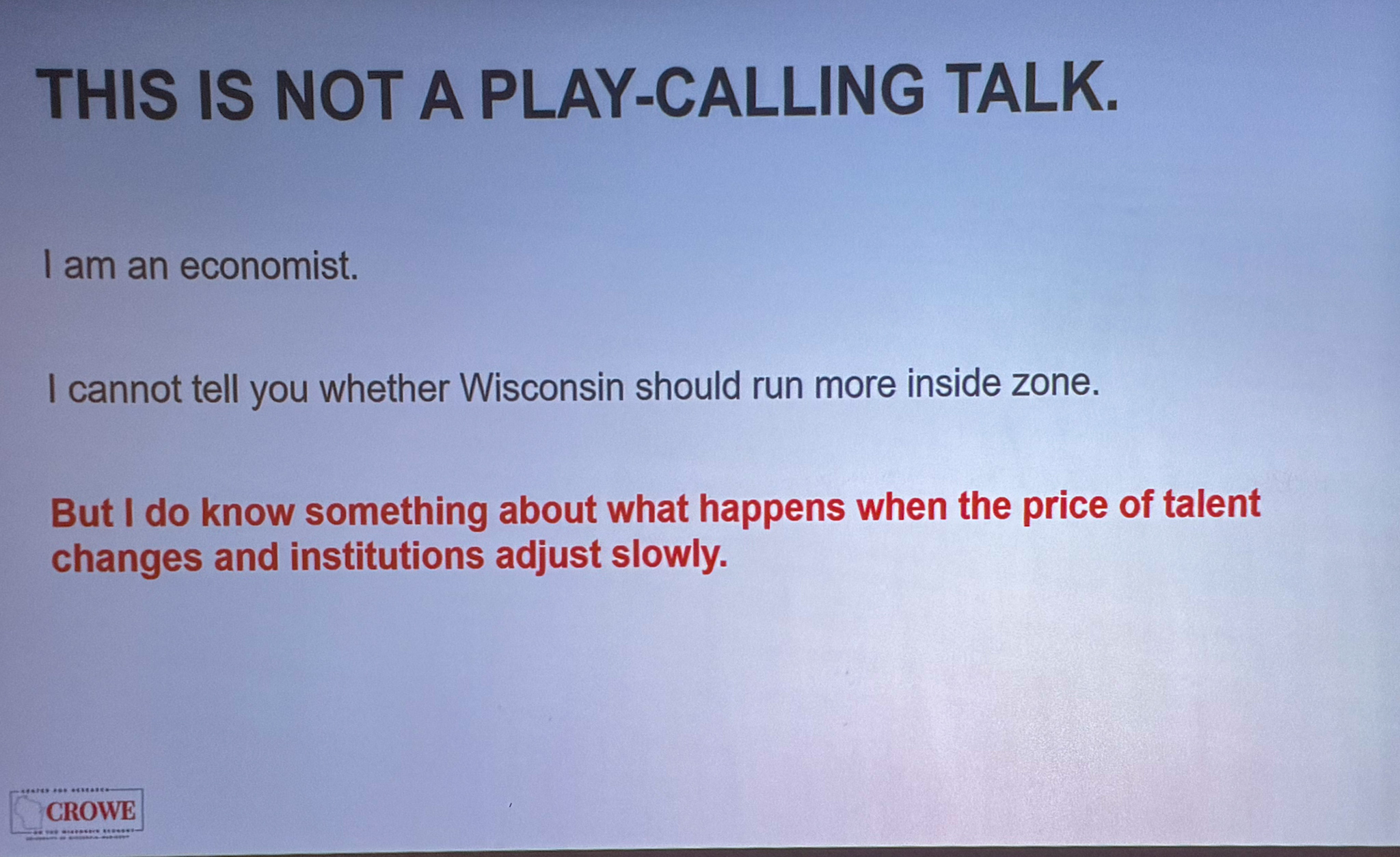 Slide photographed 8:00 into the talk