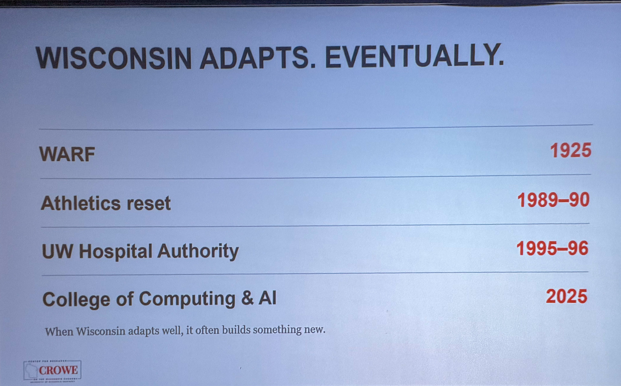 Slide photographed 27:00 into the talk