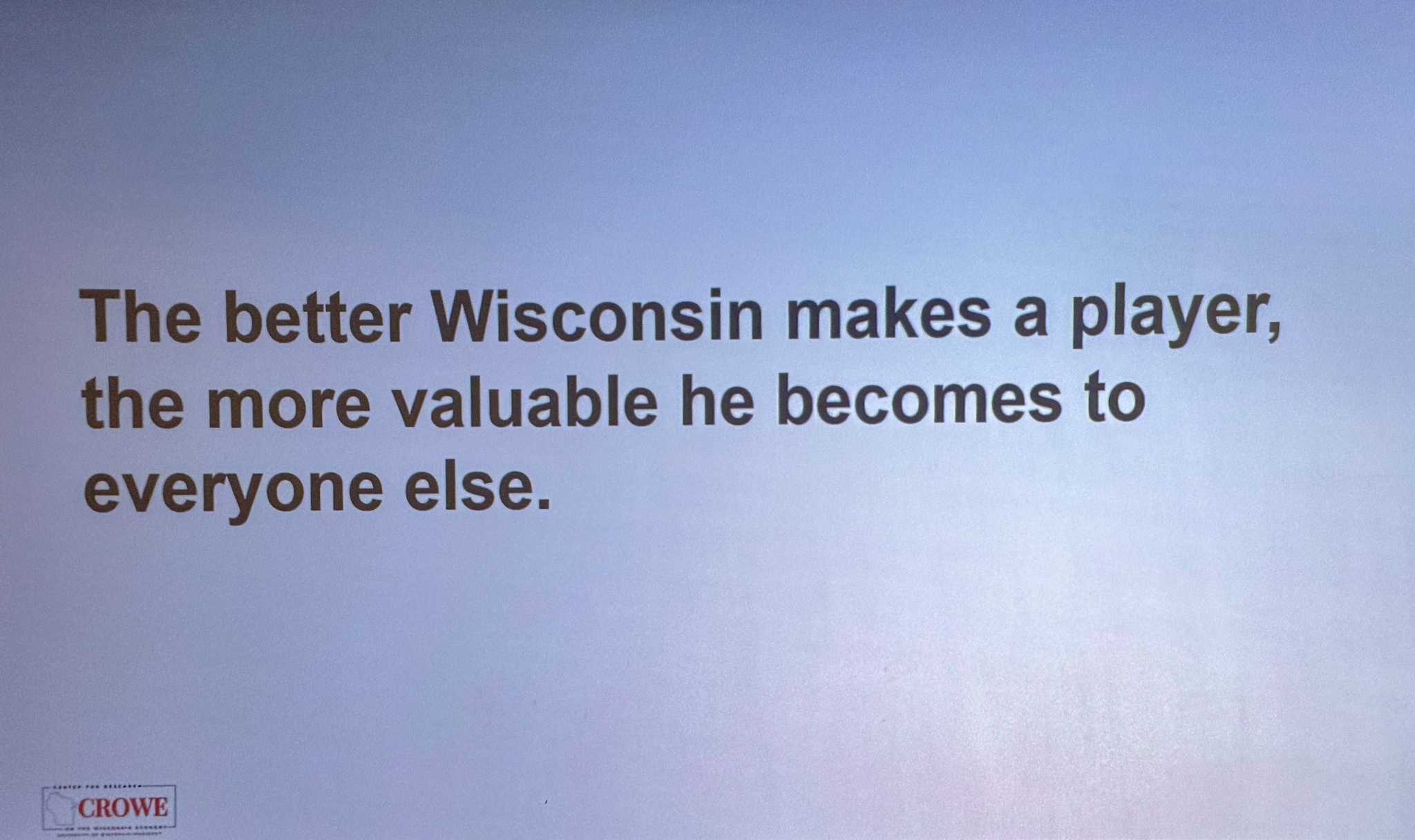 Slide photographed 30:00 into the talk