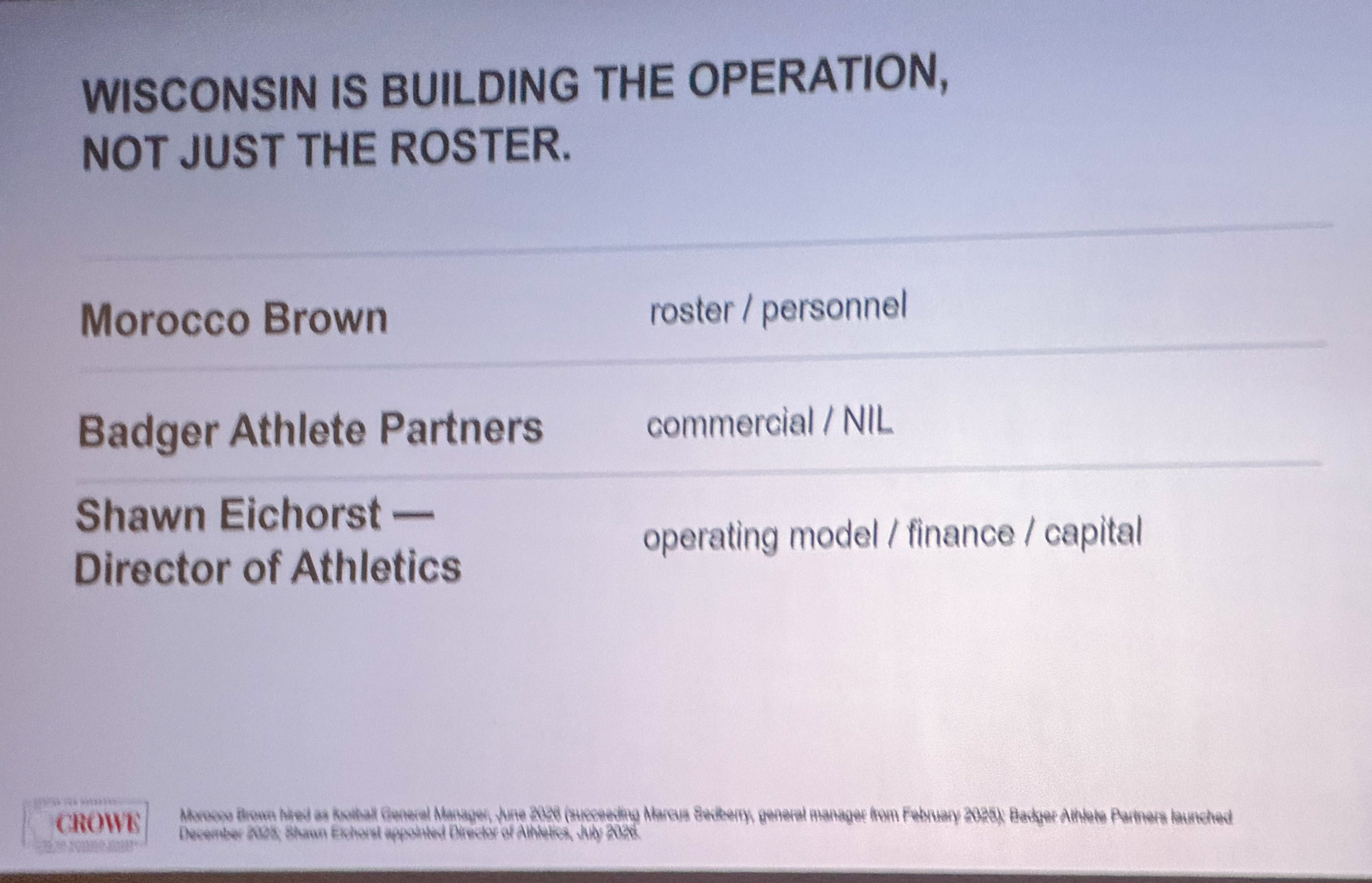 Slide photographed 42:00 into the talk