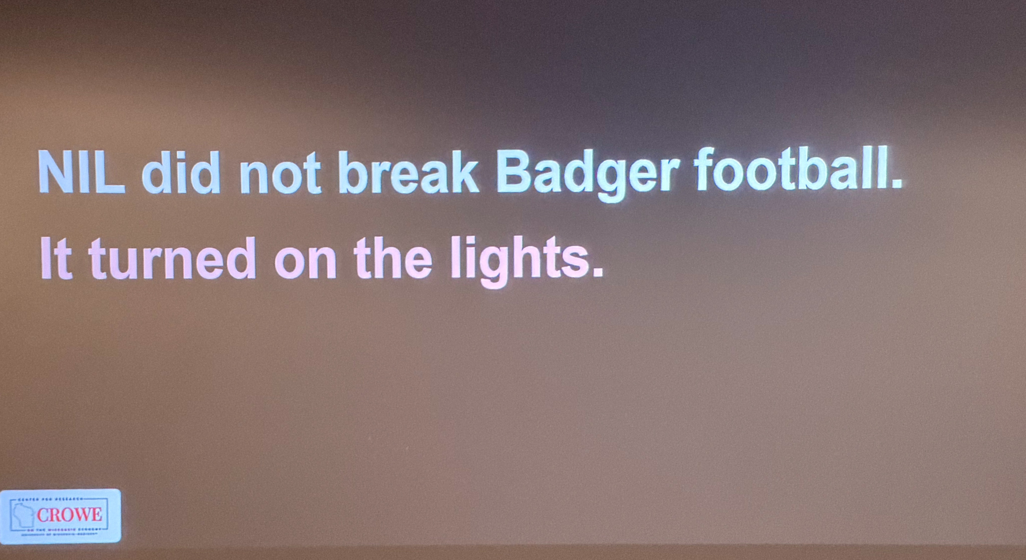 Slide photographed 43:00 into the talk