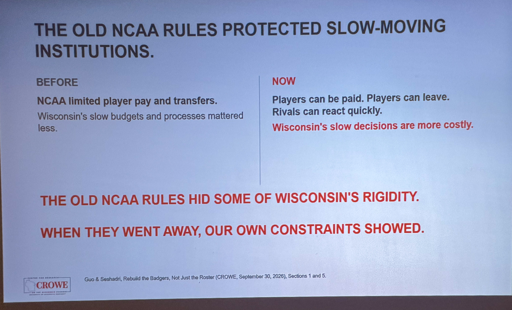 Slide photographed 44:00 into the talk