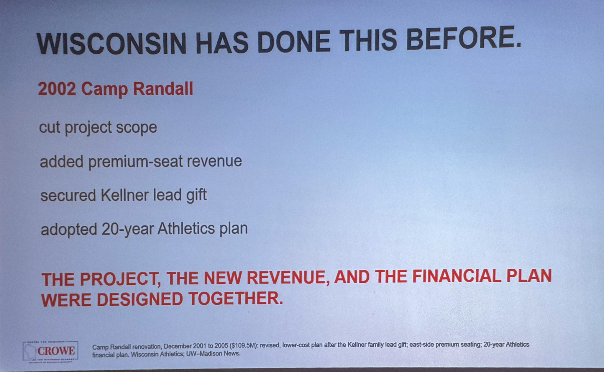 Slide photographed 52:00 into the talk