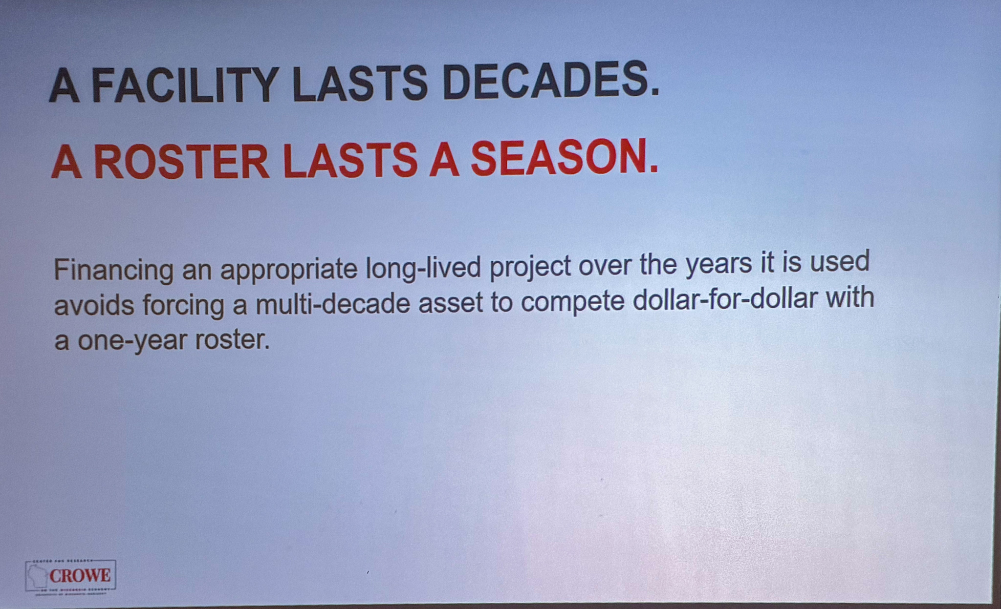 Slide photographed 52:00 into the talk